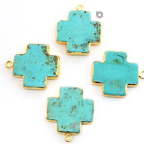 Gold Plated Faceted Cross Bezel, 25 mm, (BZC-7116) - Beadspoint