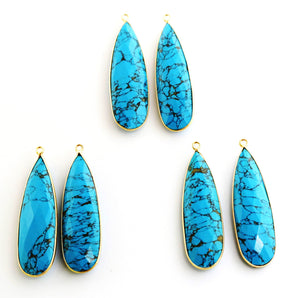 Silver Faceted Turquoise Large Pear Bezel , 13x41 mm, (BZC-7122) - Beadspoint
