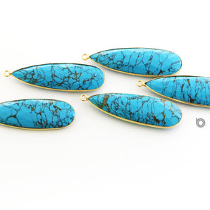 Gold Plated Faceted Turquoise Pear Bezel, 14x45 mm, (BZC-7122) - Beadspoint