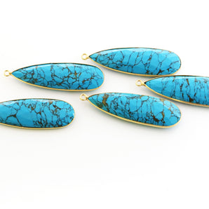Silver Faceted Turquoise Large Pear Bezel , 13x41 mm, (BZC-7122) - Beadspoint