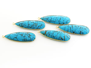 Gold Plated Faceted Turquoise Pear Bezel, 14x45 mm (BZC-7122) - Beadspoint