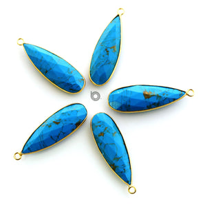 Gold Plated Faceted Turquoise Pear Bezel, 12x31mm, (BZC-7123) - Beadspoint