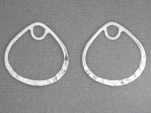 1 Pair, Sterling Silver Hammered pear drop, 20x20 mm, (LC-01) - Beadspoint