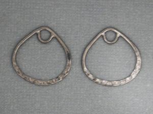 1 Pair, Sterling Silver Hammered pear drop, 20x20 mm, (LC-01) - Beadspoint