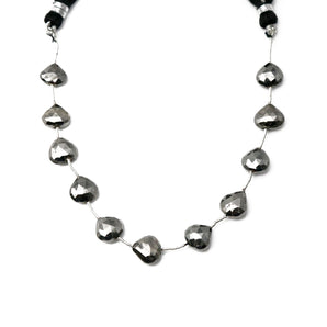 Natural Pyrite Metallic Silver Faceted Straight Drilled Heart Drops, 10 mm, Rich Color, (PYGM-HTSD-10)(578)