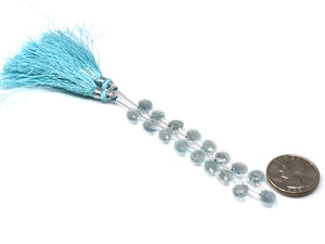 Aquamarine Faceted Heart Drops, 8 mm, Aquamarine Gemstone Beads, (AQUA-HRT-8)(93)