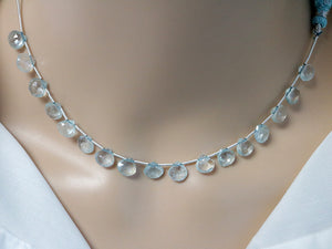 Aquamarine Faceted Heart Drops, 8 mm, Aquamarine Gemstone Beads, (AQUA-HRT-8)(93)