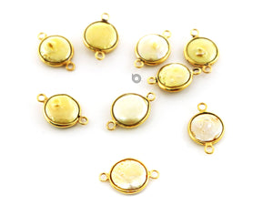 Gold Plated Smooth Fresh water Pearl Coin Connector, 13 mm, (BZC-7152) - Beadspoint