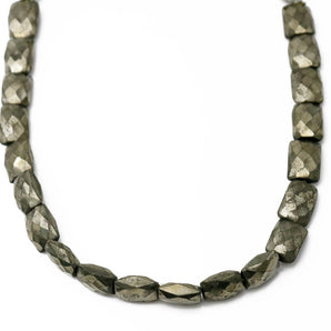 Natural Pyrite Faceted Chicklet Drops, 7x10 mm, Rich Color, Pyrite Gemstone Beads, (PY-CHIC-7x10)(580)