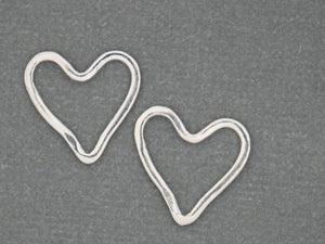2 pcs, Sterling Silver Open Heart links, (LC-08) - Beadspoint