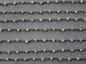 Grey Moonstone wire wrapped rosary chain (RS-GMNS-234) - Beadspoint