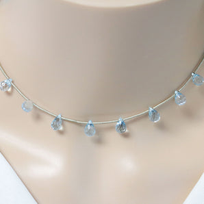 Blue Topaz Faceted Tear Drops. 5x8 mm, Topaz Gemstone Beads, (BTZ-TR-5x8)(97)