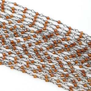 Carnelian wire wrapped rosary chain (RS-CAR-237) - Beadspoint