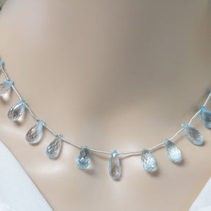 Blue Topaz Faceted Tear Drops, 6x13 mm, Topaz Gemstone Beads, (BTZ-TR-7x17)(99)