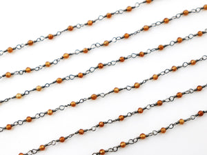 Carnelian wire wrapped rosary chain (RS-CAR-237) - Beadspoint