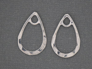 1 Pair, Sterling Silver hammered pear drop, (LC-12) - Beadspoint