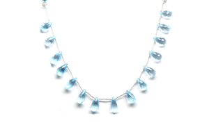 Blue Topaz Faceted Tear Drops, 6x13 mm, Topaz Gemstone Beads, (BTZ-TR-7x17)(99)