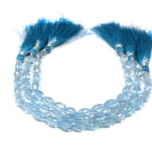 Blue Topaz Faceted Bicone Beads, 7x10 mm, Topaz Gemstone Beads, (BTZ-BICONE-7x10) (101)