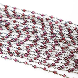 Garnet wire wrapped rosary chain (RS-GAR-239) - Beadspoint