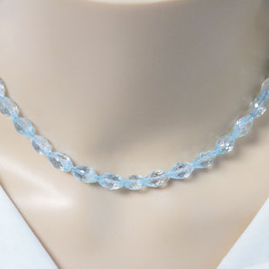 Blue Topaz Faceted Bicone Beads, 7x10 mm, Topaz Gemstone Beads, (BTZ-BICONE-7x10) (101)