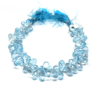 Blue Topaz Faceted Tear Drops, 6x11 mm, Topaz Gemstone Beads, (BTZ-TR-6x11)(102)