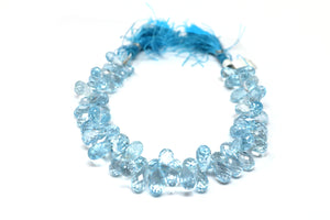 Blue Topaz Faceted Tear Drops, 6x11 mm, Topaz Gemstone Beads, (BTZ-TR-6x11)(102)