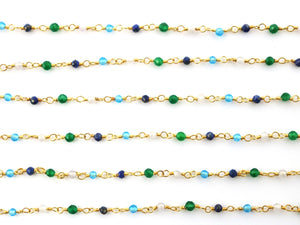 Multi Gemstone wire wrapped rosary chain (RS-MUL-242) - Beadspoint