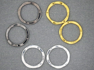 4 Pcs, Sterling Silver hammered circle links, (LC-16) - Beadspoint