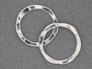 4 Pcs, Sterling Silver hammered circle links, (LC-16) - Beadspoint