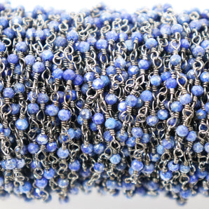 Lapis wire wrapped rosary chain (RS-LAP-243) - Beadspoint