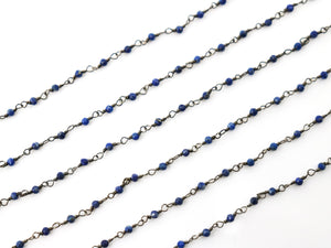 Lapis wire wrapped rosary chain (RS-LAP-243) - Beadspoint