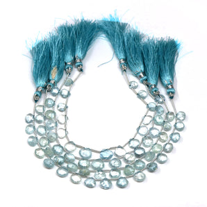 Blue Topaz Faceted Heart Drops, 9 mm, Topaz Gemstone Beads, (BTZ-HRT-9)(103)