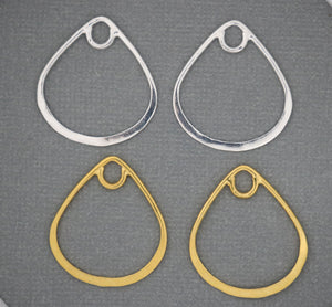 1 Pair, Sterling Silver Pear drop link. (LC-18) - Beadspoint