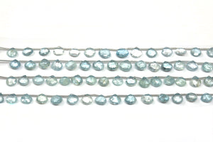 Blue Topaz Faceted Heart Drops, 9 mm, Topaz Gemstone Beads, (BTZ-HRT-9)(103)