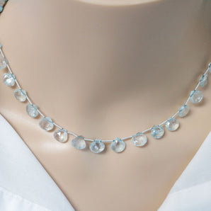 Blue Topaz Faceted Heart Drops, 9 mm, Topaz Gemstone Beads, (BTZ-HRT-9)(103)