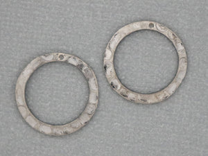 2 Pcs, Sterling Silver hammered circle links, (LC-19) - Beadspoint