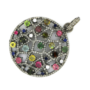 Pave Diamond Tourmaline Pendant,(DTM-7096) - Beadspoint