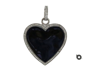 Pave Diamond Enamel Heart Pendant, (DEM-4078) - Beadspoint