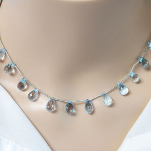 Blue Topaz Faceted Tear Drops, 7x11 mm, Topaz Gemstone Beads, (BTZ-TR-7x11) (106)