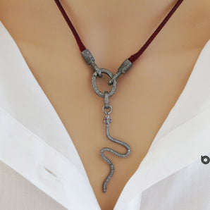 Pave Diamond Snake Pendant, (DPL-2399) - Beadspoint