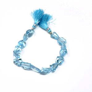 Blue Topaz Faceted Fancy Drops, 13x15 mm, Topaz Gemstone Beads, (BTZ-FANCY-13x15) (107)