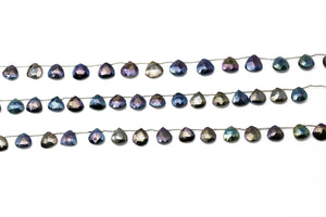Natural Pyrite Multi Color Faceted Heart Drops, 8 mm, Rich Color, Pyrite Gemstone Beads, (PYMC-HRT-8)(587)