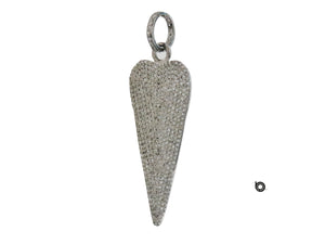 Pave Diamond Long Elongated Long Heart Pendant, (DPL-2398) - Beadspoint