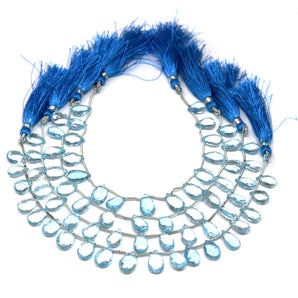 Natural Blue Topaz Faceted Pear Drops, 7x10-8x12mm, Topaz Gemstone Beads, (BTZ-PR-7x10-8x12) (108)
