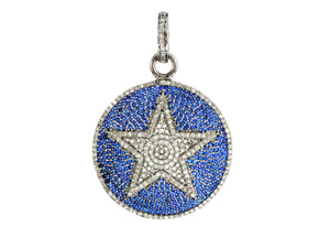 Pave Diamond Sapphire Star Pendant, (DSP-7116) - Beadspoint