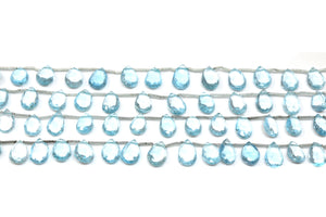 Natural Blue Topaz Faceted Pear Drops, 7x10-8x12mm, Topaz Gemstone Beads, (BTZ-PR-7x10-8x12) (108)