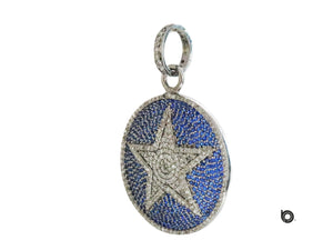 Pave Diamond Sapphire Star Pendant, (DSP-7116) - Beadspoint