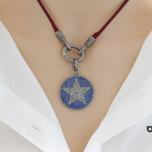 Pave Diamond Sapphire Star Pendant, (DSP-7116) - Beadspoint