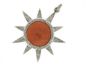 Pave Diamond Sunstone Pendant, (DSS-7102) - Beadspoint