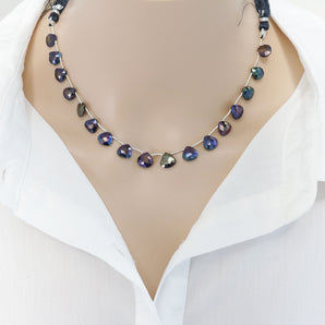 Natural Pyrite Multi Color Faceted Heart Drops, 8 mm, Rich Color, Pyrite Gemstone Beads, (PYMC-HRT-8)(587)